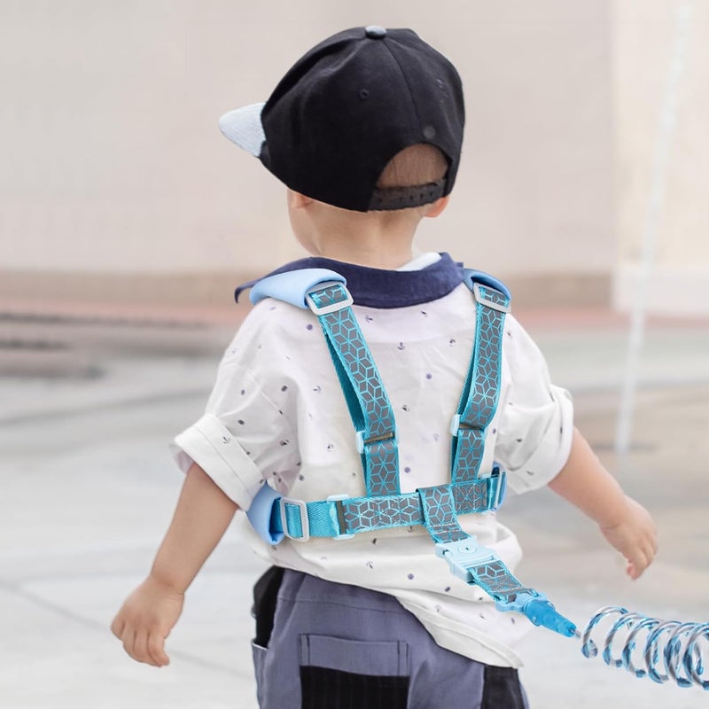 bearcouple Toddler Leash Harness Backpack 4-in-1, Anti Lost Wrist Link & Safety Strap for Kids Boys Girls, Reflective Adjustable Baby Walking Belt for Park Zoo Travel, Child Cute Reins (Blue) - Image 2